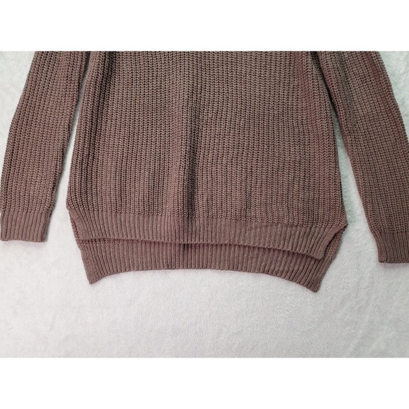 Charlotte Russe Sweater Womens Medium Brown Knit Acrylic Long Sleeve V Neck Slit - Picture 4 of 9